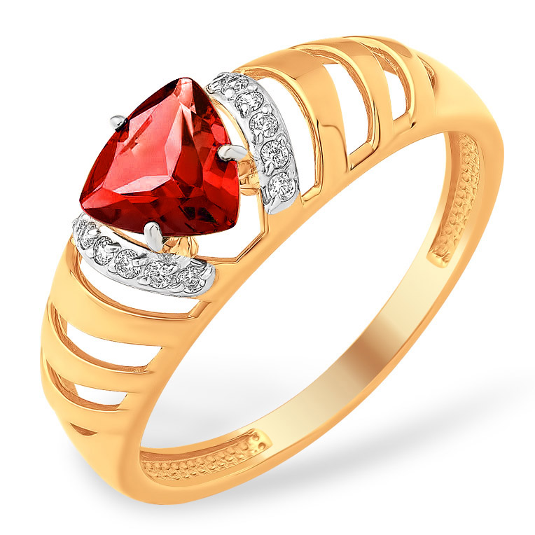 Кольцо, золото, гранат, красный, К13410952